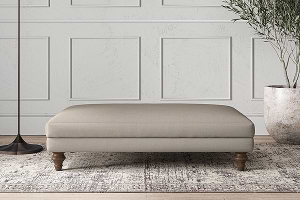 Deni Large Footstool - Recycled Cotton Flax-MAKE TO ORDER-Nkuku