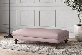 Deni Large Footstool - Recycled Cotton Lavender-MAKE TO ORDER-Nkuku