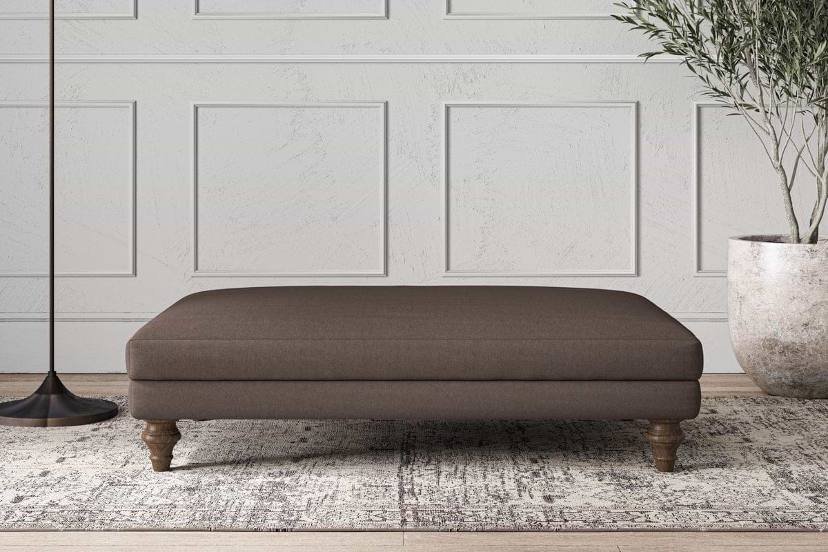 Deni Large Footstool - Recycled Cotton Mocha-MAKE TO ORDER-Nkuku