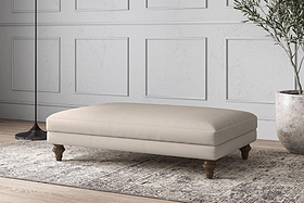 Deni Large Footstool - Recycled Cotton Natural-MAKE TO ORDER-Nkuku