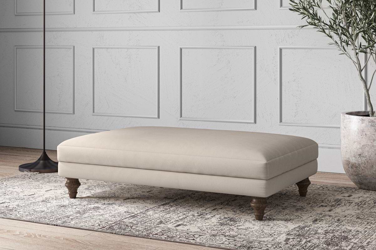 Deni Large Footstool - Recycled Cotton Natural-MAKE TO ORDER-Nkuku
