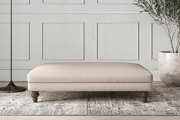 Deni Large Footstool - Recycled Cotton Natural-MAKE TO ORDER-Nkuku