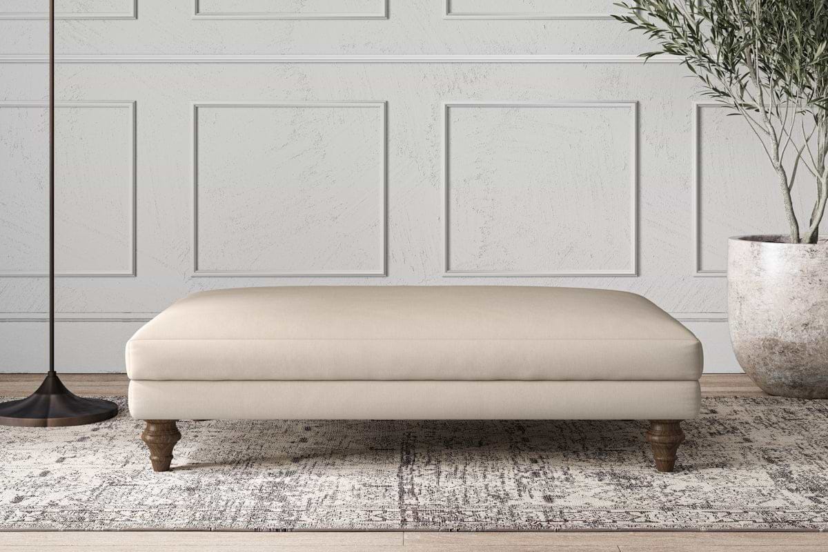 Deni Large Footstool - Recycled Cotton Natural-MAKE TO ORDER-Nkuku