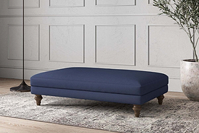 Deni Large Footstool - Recycled Cotton Navy-MAKE TO ORDER-Nkuku