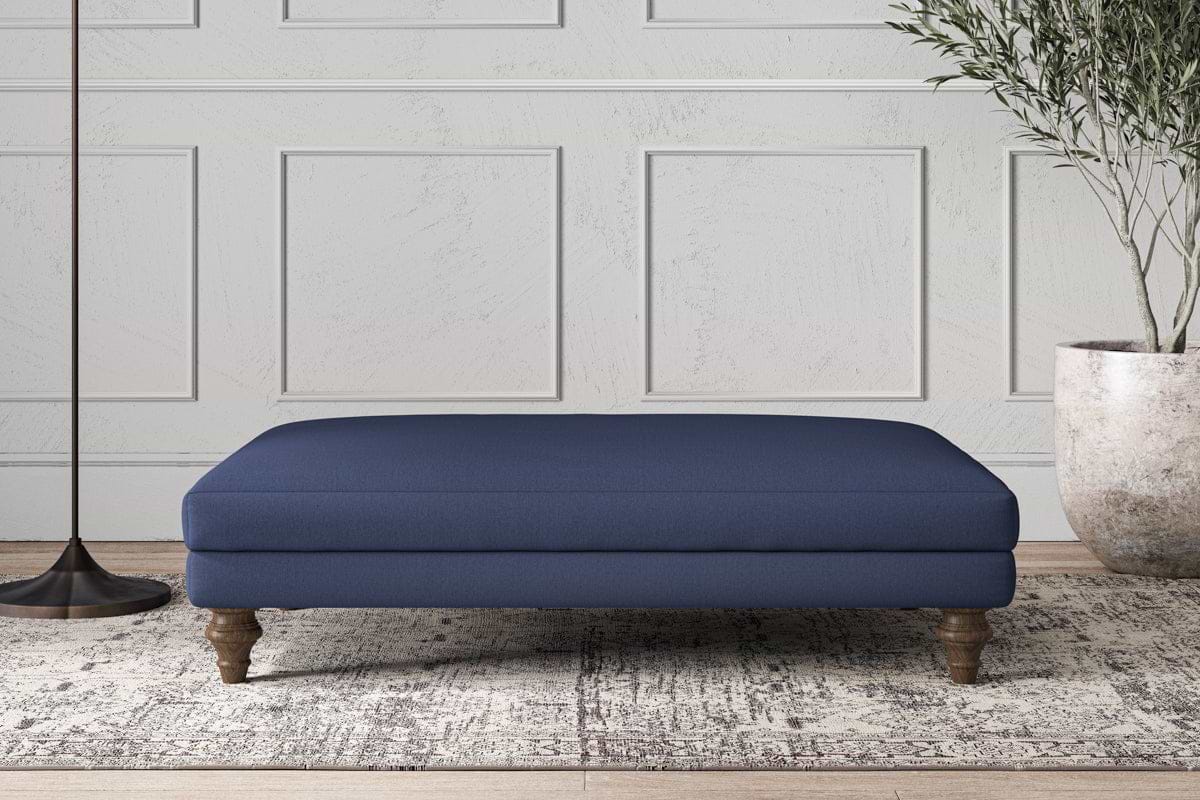 Deni Large Footstool - Recycled Cotton Navy-MAKE TO ORDER-Nkuku