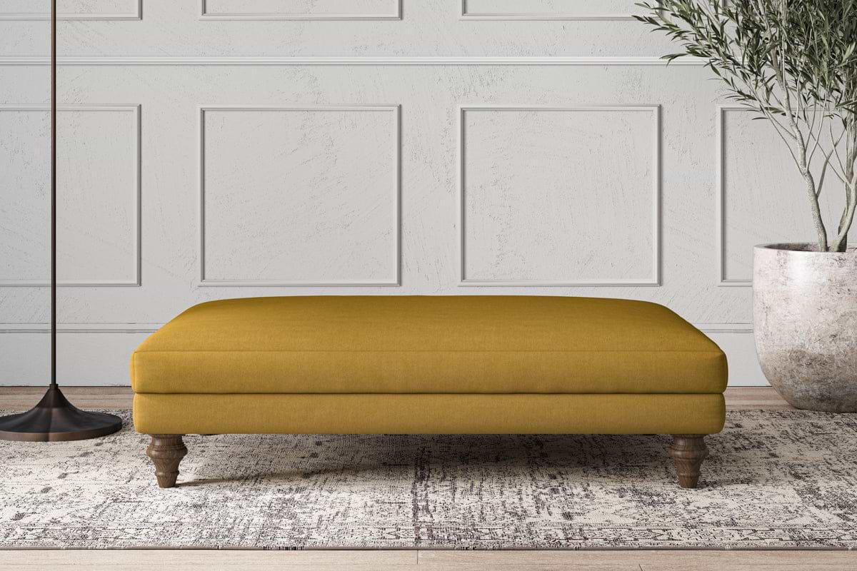 Deni Large Footstool - Recycled Cotton Ochre-MAKE TO ORDER-Nkuku
