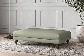 Deni Large Footstool - Recycled Cotton Seaspray-MAKE TO ORDER-Nkuku