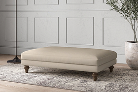 Deni Large Footstool - Recycled Cotton Stone-MAKE TO ORDER-Nkuku