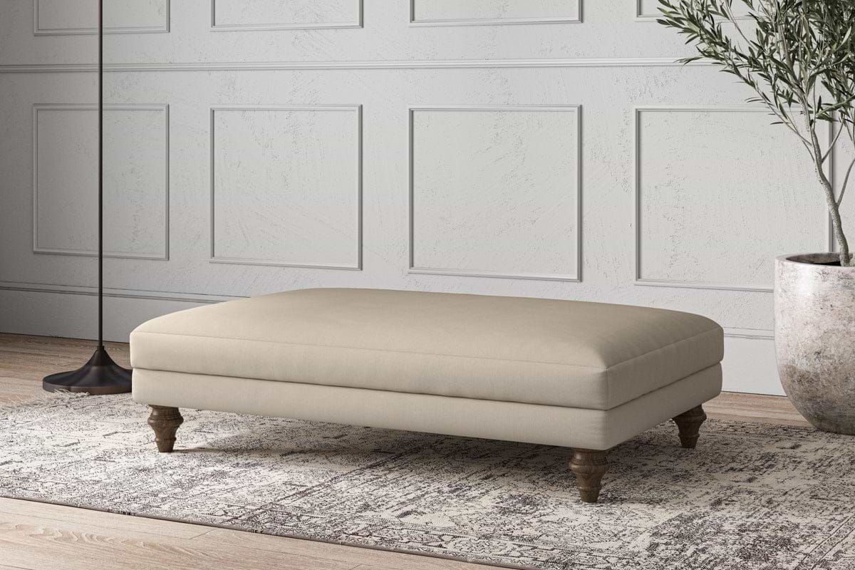 Deni Large Footstool - Recycled Cotton Stone-MAKE TO ORDER-Nkuku