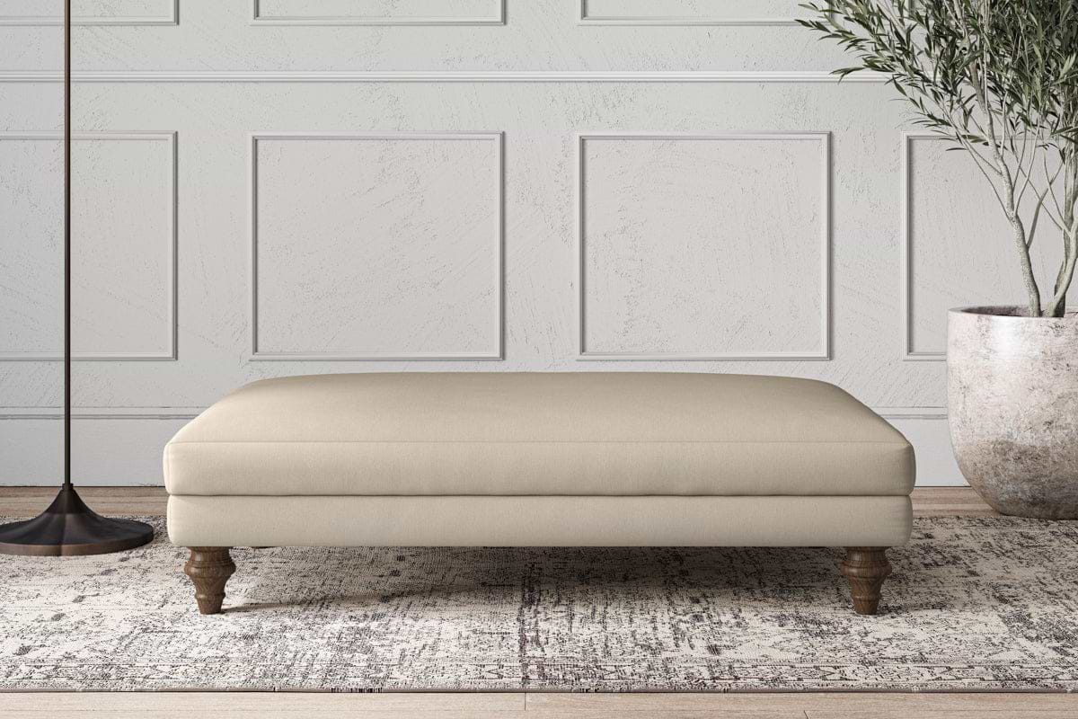 Deni Large Footstool - Recycled Cotton Stone-MAKE TO ORDER-Nkuku