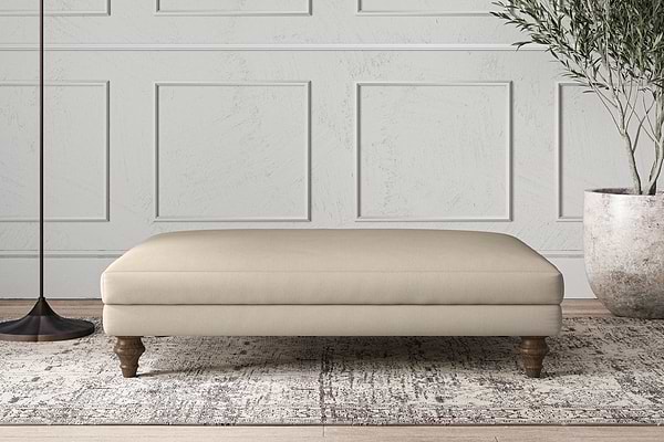 Deni Large Footstool - Recycled Cotton Stone-MAKE TO ORDER-Nkuku
