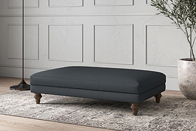 Deni Large Footstool - Recycled Cotton Thunder-MAKE TO ORDER-Nkuku