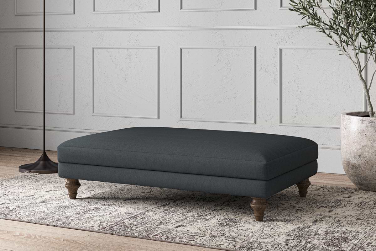 Deni Large Footstool - Recycled Cotton Thunder-MAKE TO ORDER-Nkuku