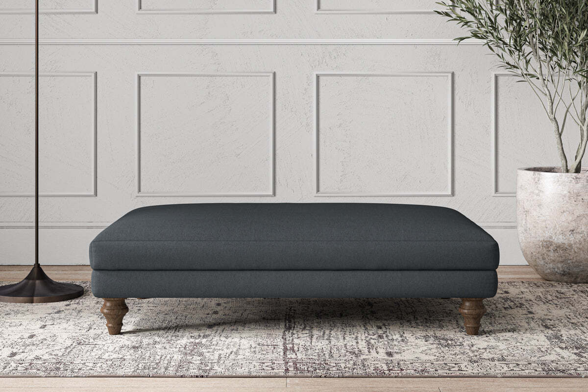 Deni Large Footstool - Recycled Cotton Thunder-MAKE TO ORDER-Nkuku