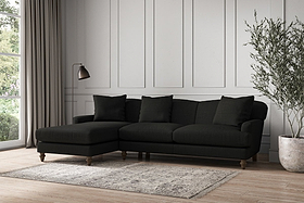 Deni Large Left Hand Chaise Sofa - Brera Linen Charcoal