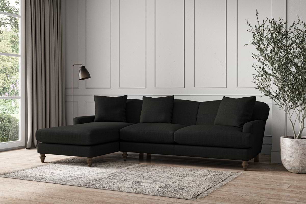Deni Large Left Hand Chaise Sofa - Brera Linen Charcoal