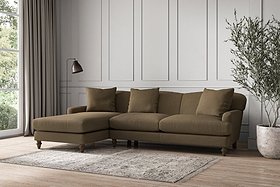 Deni Large Left Hand Chaise Sofa - Brera Linen Chestnut
