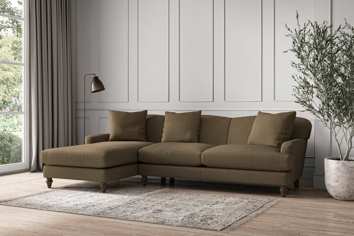 Deni Large Left Hand Chaise Sofa - Brera Linen Chestnut