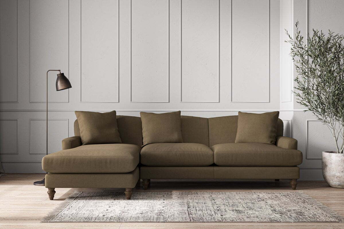 Deni Large Left Hand Chaise Sofa - Brera Linen Chestnut-MAKE TO ORDER-Nkuku