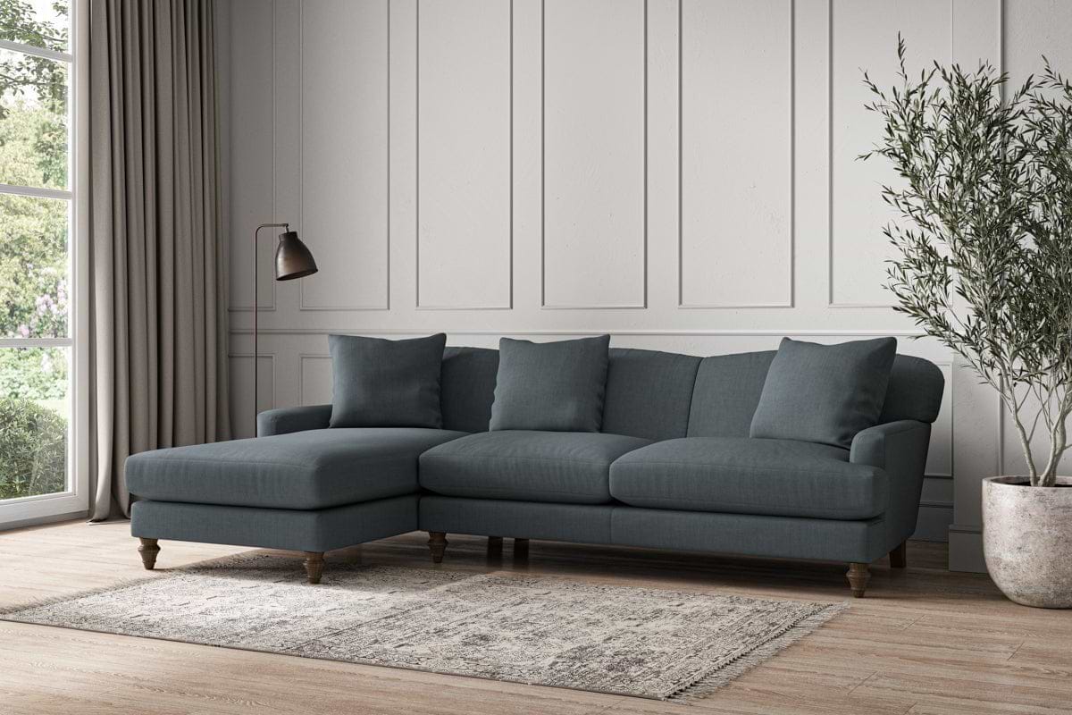 Deni Large Left Hand Chaise Sofa - Brera Linen Dusk