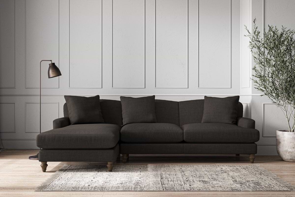 Deni Large Left Hand Chaise Sofa - Brera Linen Espresso-MAKE TO ORDER-Nkuku