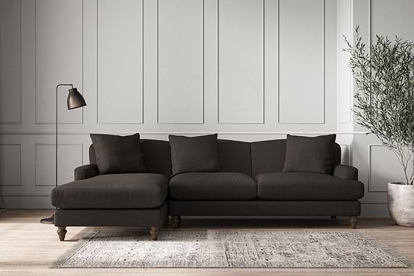 Deni Large Left Hand Chaise Sofa - Brera Linen Espresso