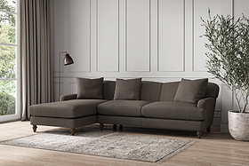 Deni Large Left Hand Chaise Sofa - Brera Linen Granite