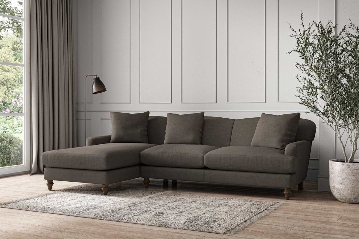 Deni Large Left Hand Chaise Sofa - Brera Linen Granite