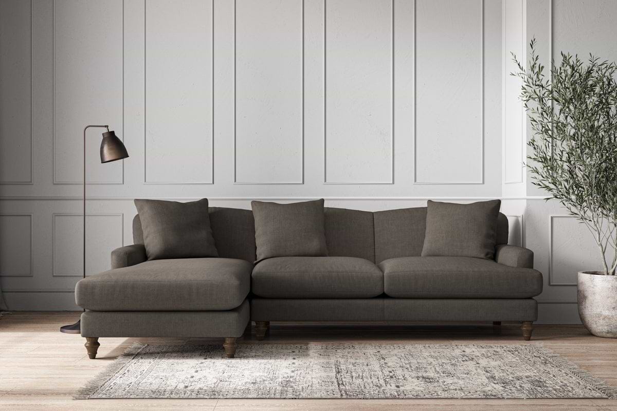 Deni Large Left Hand Chaise Sofa - Brera Linen Granite-MAKE TO ORDER-Nkuku