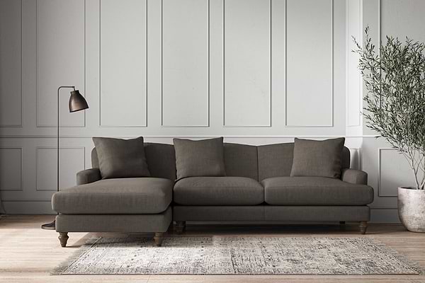 Deni Large Left Hand Chaise Sofa - Brera Linen Granite