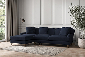 Deni Large Left Hand Chaise Sofa - Brera Linen Indigo