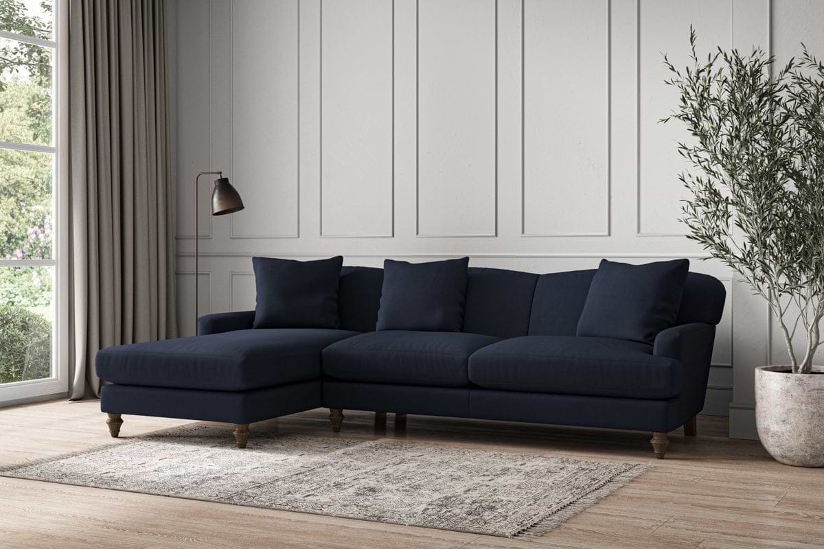 Deni Large Left Hand Chaise Sofa - Brera Linen Indigo