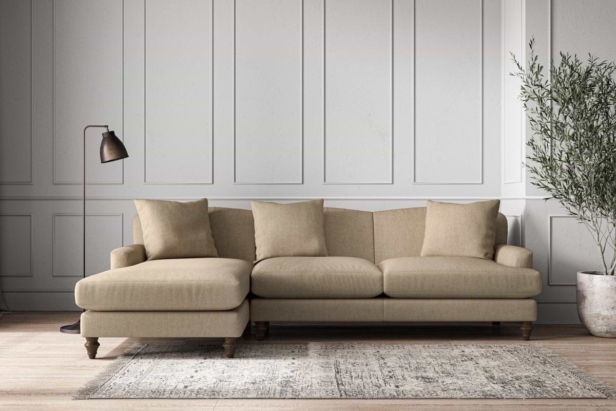 Deni Large Left Hand Chaise Sofa - Brera Linen Pebble-MAKE TO ORDER-Nkuku