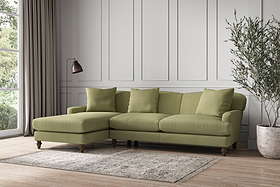 Deni Large Left Hand Chaise Sofa - Brera Linen Sage