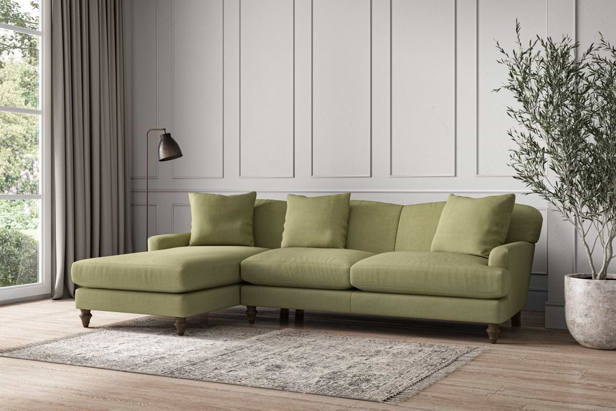 Deni Large Left Hand Chaise Sofa - Brera Linen Sage