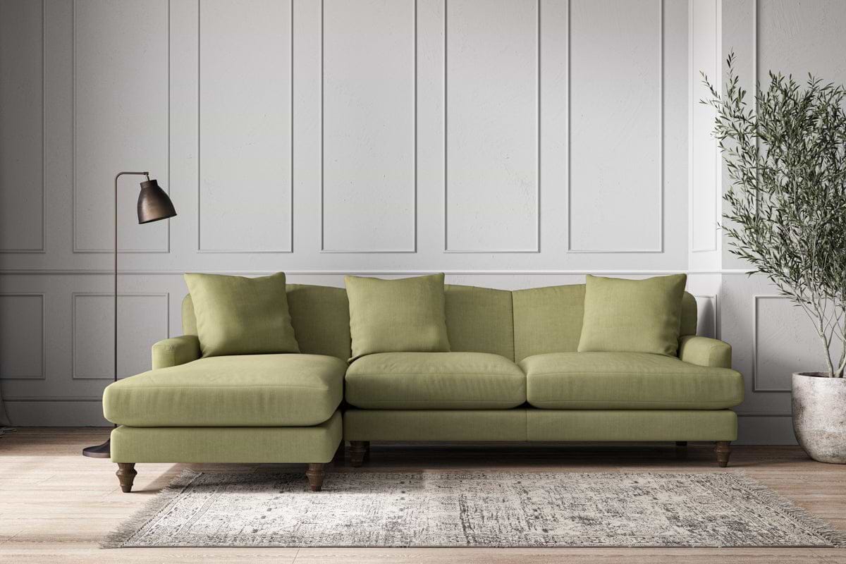 Deni Large Left Hand Chaise Sofa - Brera Linen Sage-MAKE TO ORDER-Nkuku