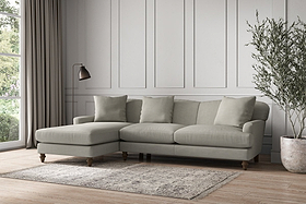 Deni Large Left Hand Chaise Sofa - Brera Linen Smoke