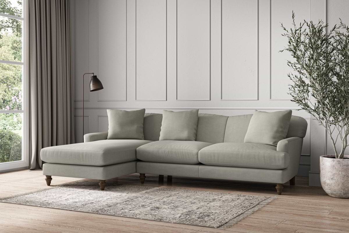 Deni Large Left Hand Chaise Sofa - Brera Linen Smoke