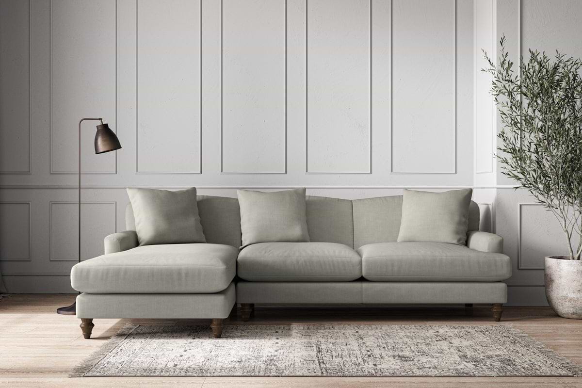 Deni Large Left Hand Chaise Sofa - Brera Linen Smoke-MAKE TO ORDER-Nkuku