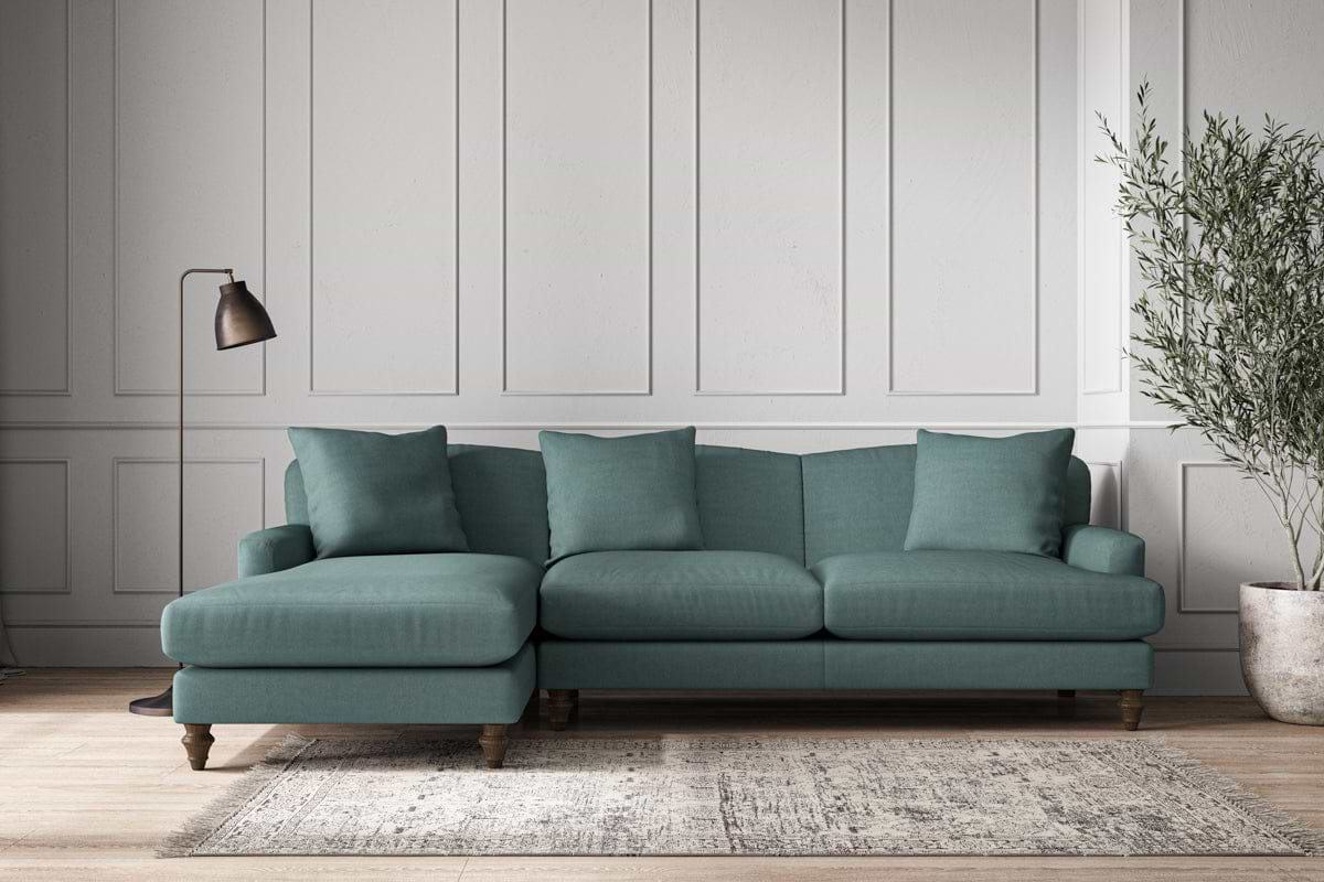 Deni Large Left Hand Chaise Sofa - Recycled Cotton Airforce-MAKE TO ORDER-Nkuku