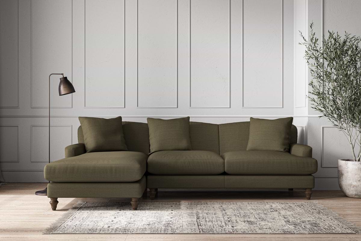 Deni Large Left Hand Chaise Sofa - Recycled Cotton Fatigue-MAKE TO ORDER-Nkuku