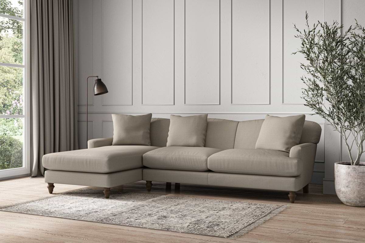 Deni Large Left Hand Chaise Sofa - Recycled Cotton Flax
