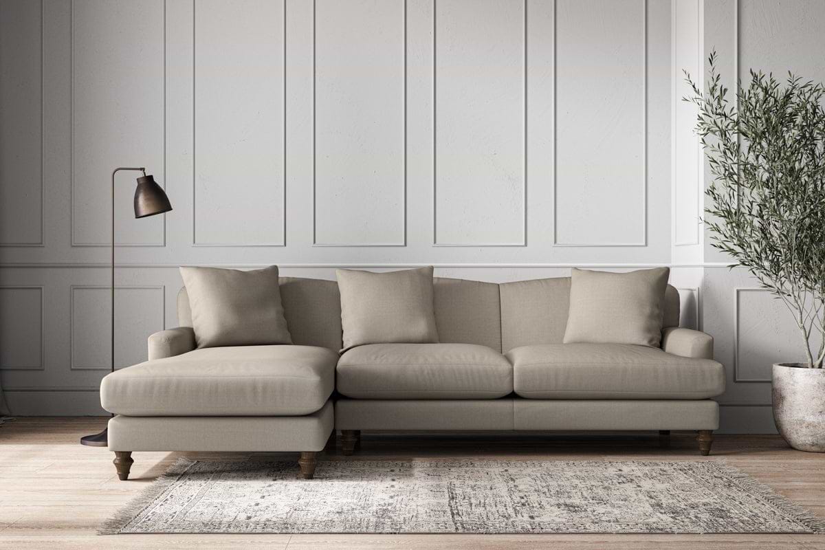 Deni Large Left Hand Chaise Sofa - Recycled Cotton Flax-MAKE TO ORDER-Nkuku
