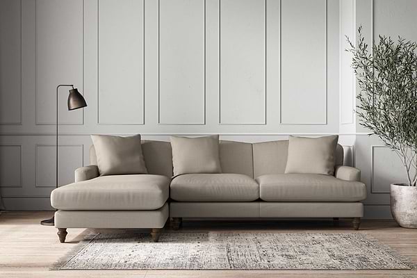 Deni Large Left Hand Chaise Sofa - Recycled Cotton Flax