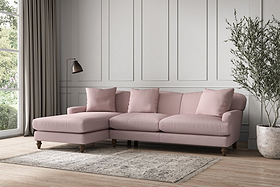 Deni Large Left Hand Chaise Sofa - Recycled Cotton Lavender