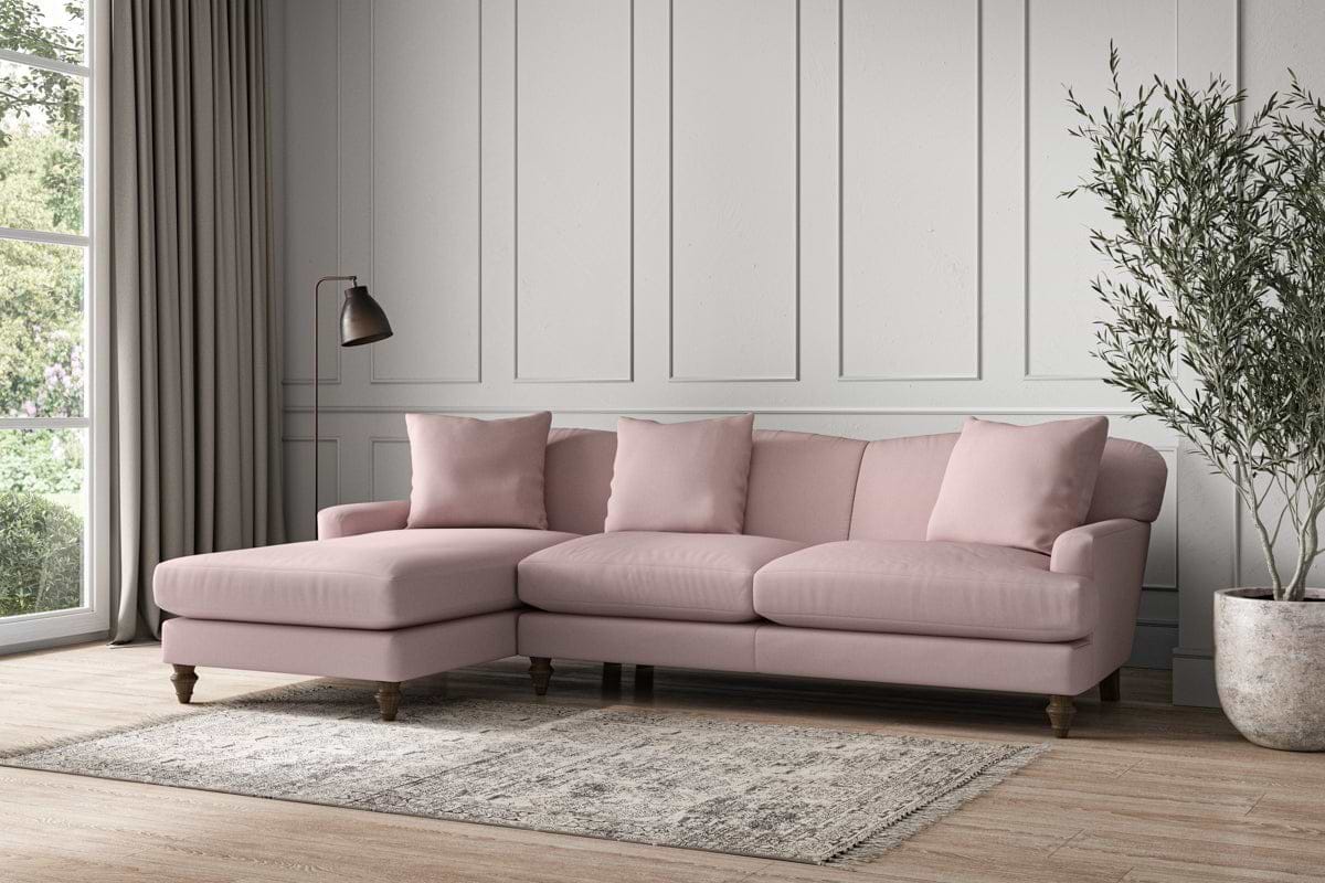Deni Large Left Hand Chaise Sofa - Recycled Cotton Lavender