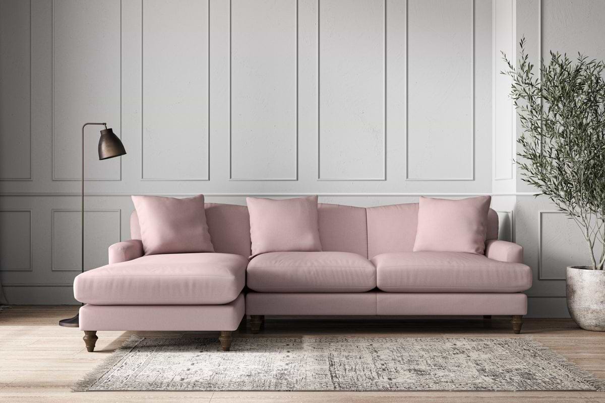 Deni Large Left Hand Chaise Sofa - Recycled Cotton Lavender-MAKE TO ORDER-Nkuku