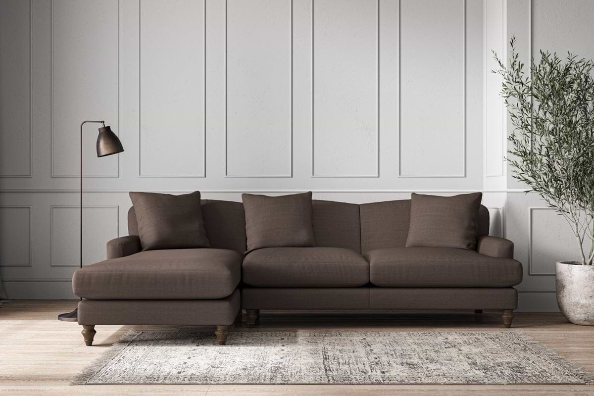 Deni Large Left Hand Chaise Sofa - Recycled Cotton Mocha-MAKE TO ORDER-Nkuku