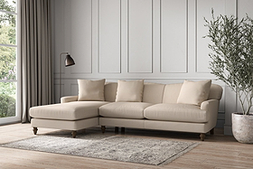 Deni Large Left Hand Chaise Sofa - Recycled Cotton Natural