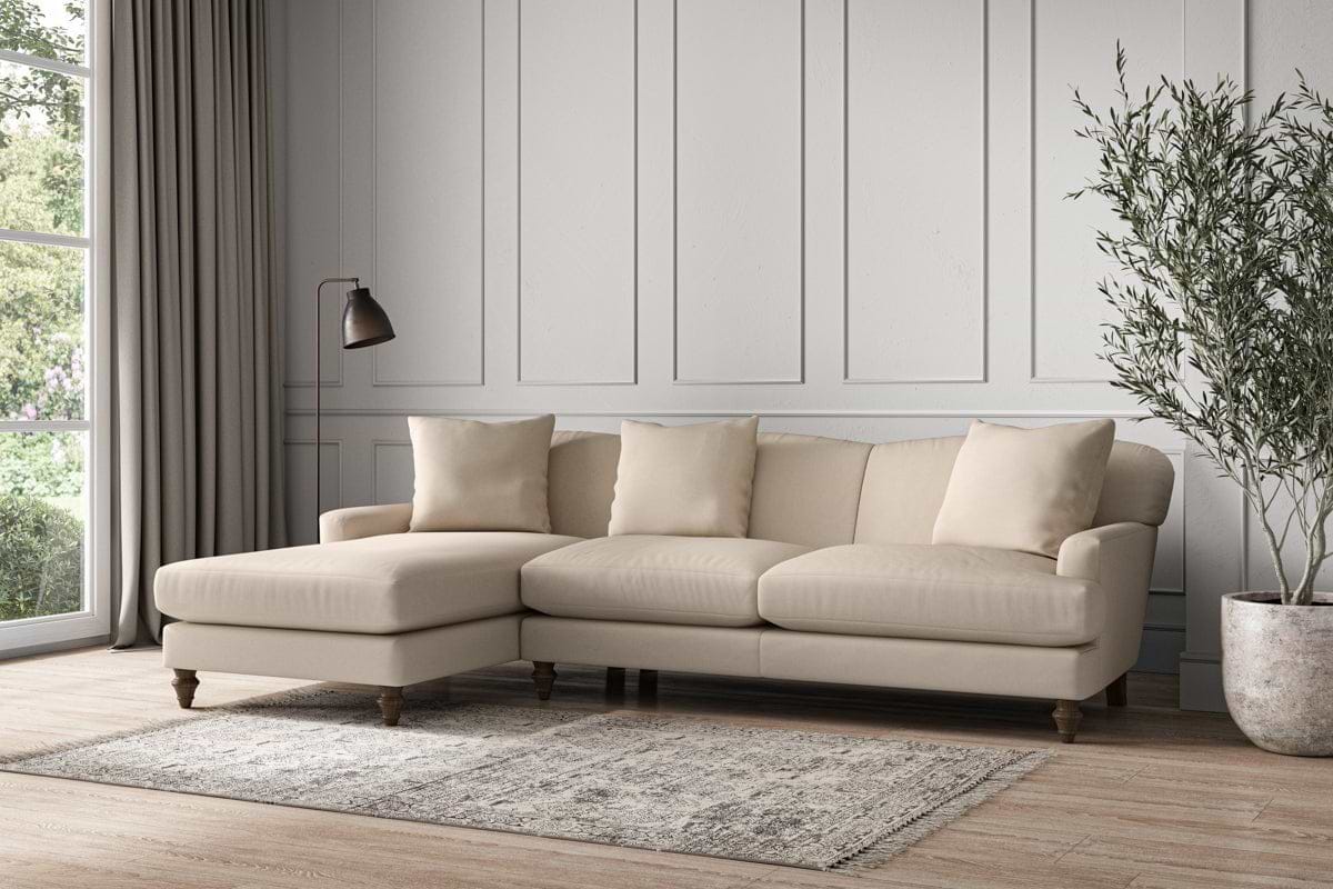 Deni Large Left Hand Chaise Sofa - Recycled Cotton Natural